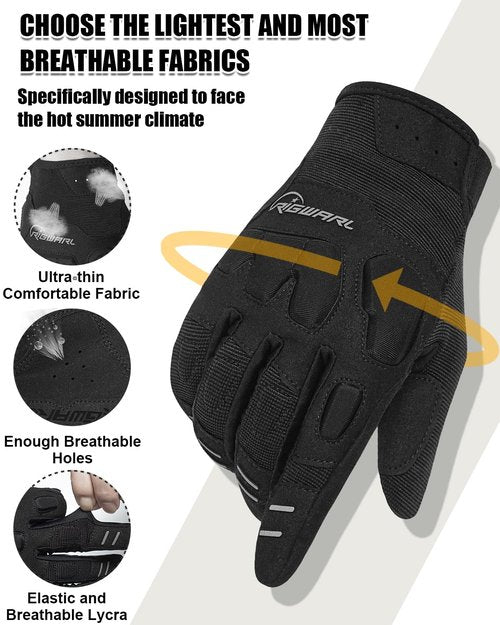 RIGWARL Mountain Bike Gloves, EUDE Anti-Fall Protection Motorcycle Gloves Women and Men, Ultra-Thin and Breathable Bike Glove with Touchscreen Fingers for Riding ATV MTB