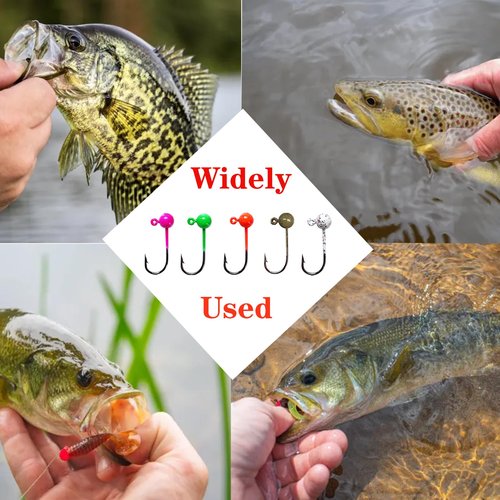 Skipaelf Fly Tying Jigs Kit,Small Jig Heads for Fly Fishing,60pcs Round Ball Crappie Jigs DIY Crappie Trout Tying Flies Ice Fishing 1/80oz 1/32oz 1/28oz 1/16oz