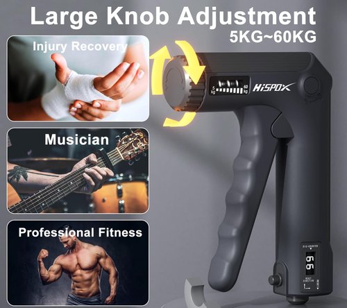 Grip Strength Trainer with Finger Exerciser, Adjustable Resistance, Forearm Strengthener Hand Gripper with Counting,Dark Grey
