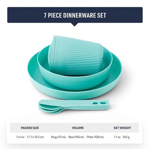 Sea to Summit Passage 1-Person Camping Dinnerware Set, Plate, Bowl, Mug, Utensils, Spicy Orange