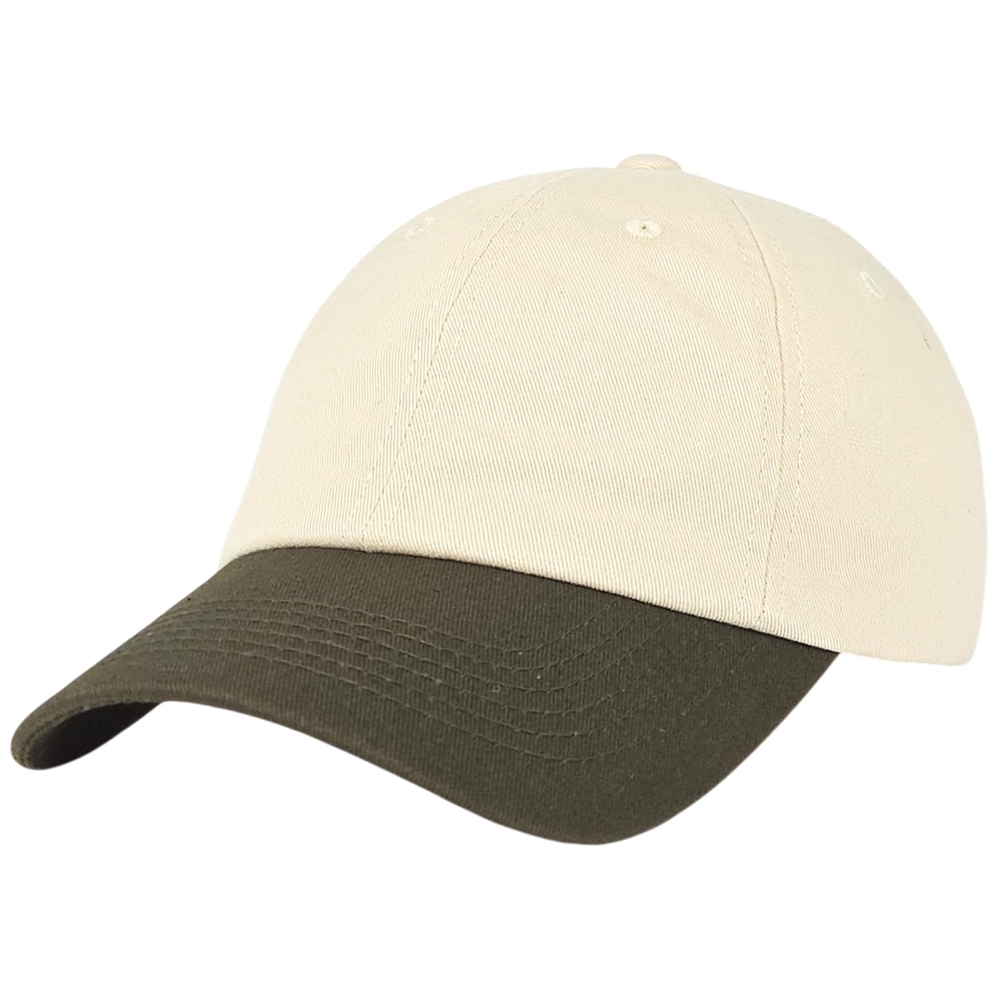 Vintage Classic Dad Hat Two Tone – 100% Cotton, Adjustable Metal Buckle Strap, Low-Profile Fit, Baseball Cap Unisex Stone Olive