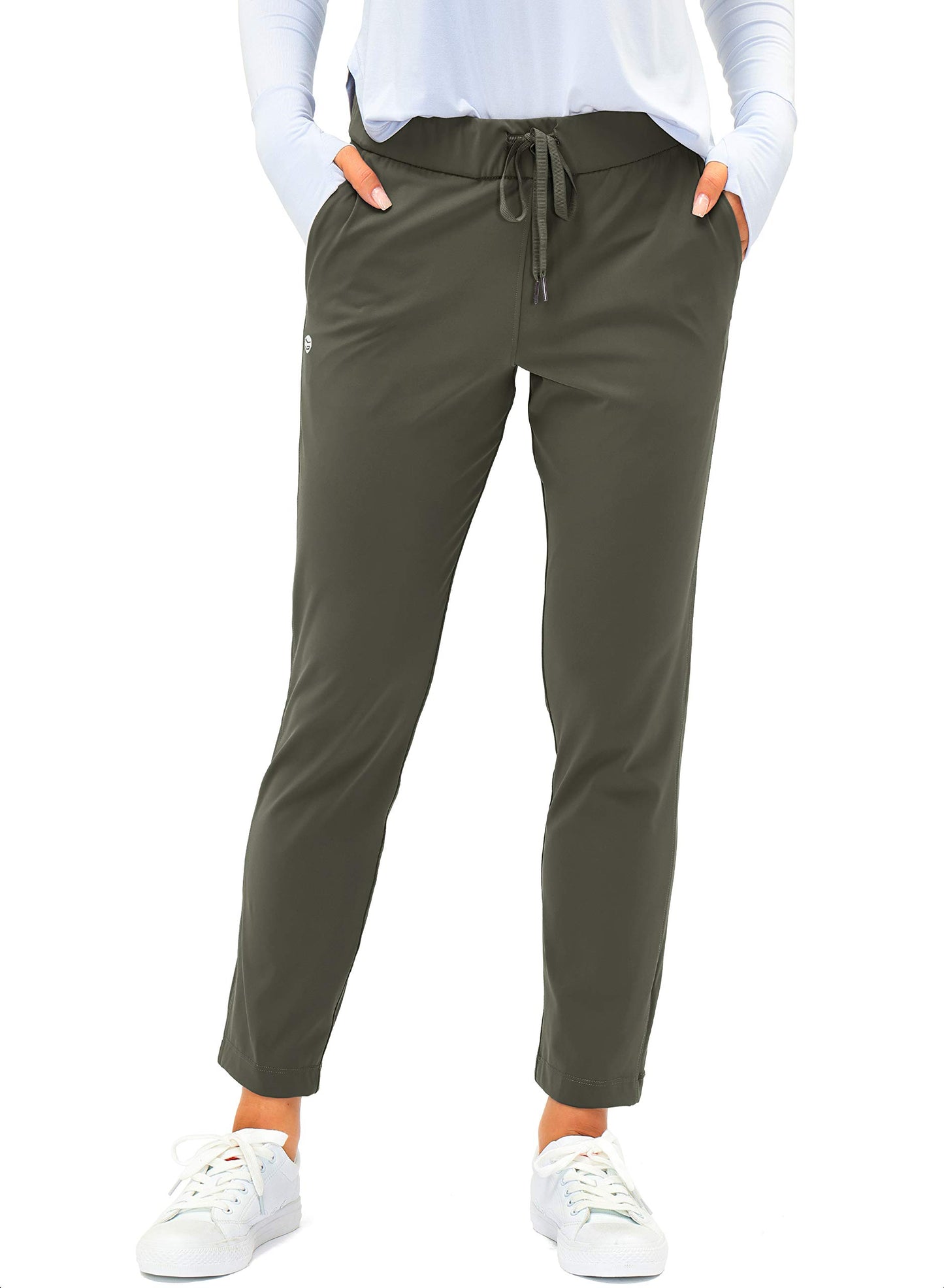 G Gradual Women's Pants with Deep Pockets 7/8 Stretch Sweatpants for Women Athletic, Golf, Lounge, Work (Olive Green, 3X-Large)