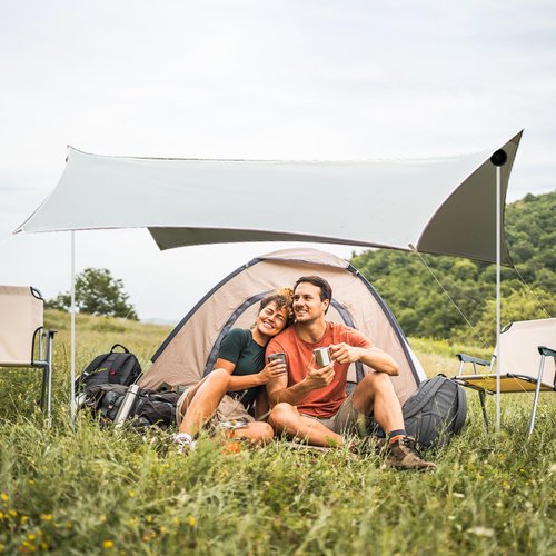 Lconvicely Beach Tent Poles Replacement - 6.56Ft Awning Poles with Ground Stakes for Tarp Canopy, Foldable Aluminum Alloy Tarp Poles for Camping, Parties, Fishing, and Hiking, 2-Pack