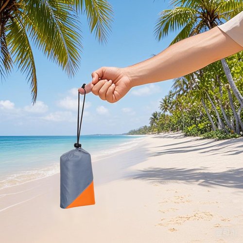 Bcxfbxd Pocket Picnic Blanket 60"x50" Foldable Compact Beach Camping Mat with Storage Bag for Hiking Travel Outdoor Recreation