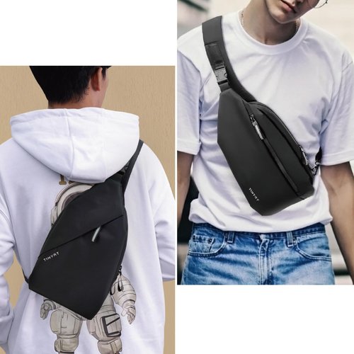 Crossbody Sling Backpacks Small Sling Bag for Men Women Shoulder Motorcycle Chest Daypack One Strap Backpack for Casual Travel Diving Hiking Gym Outdoor Sports Black
