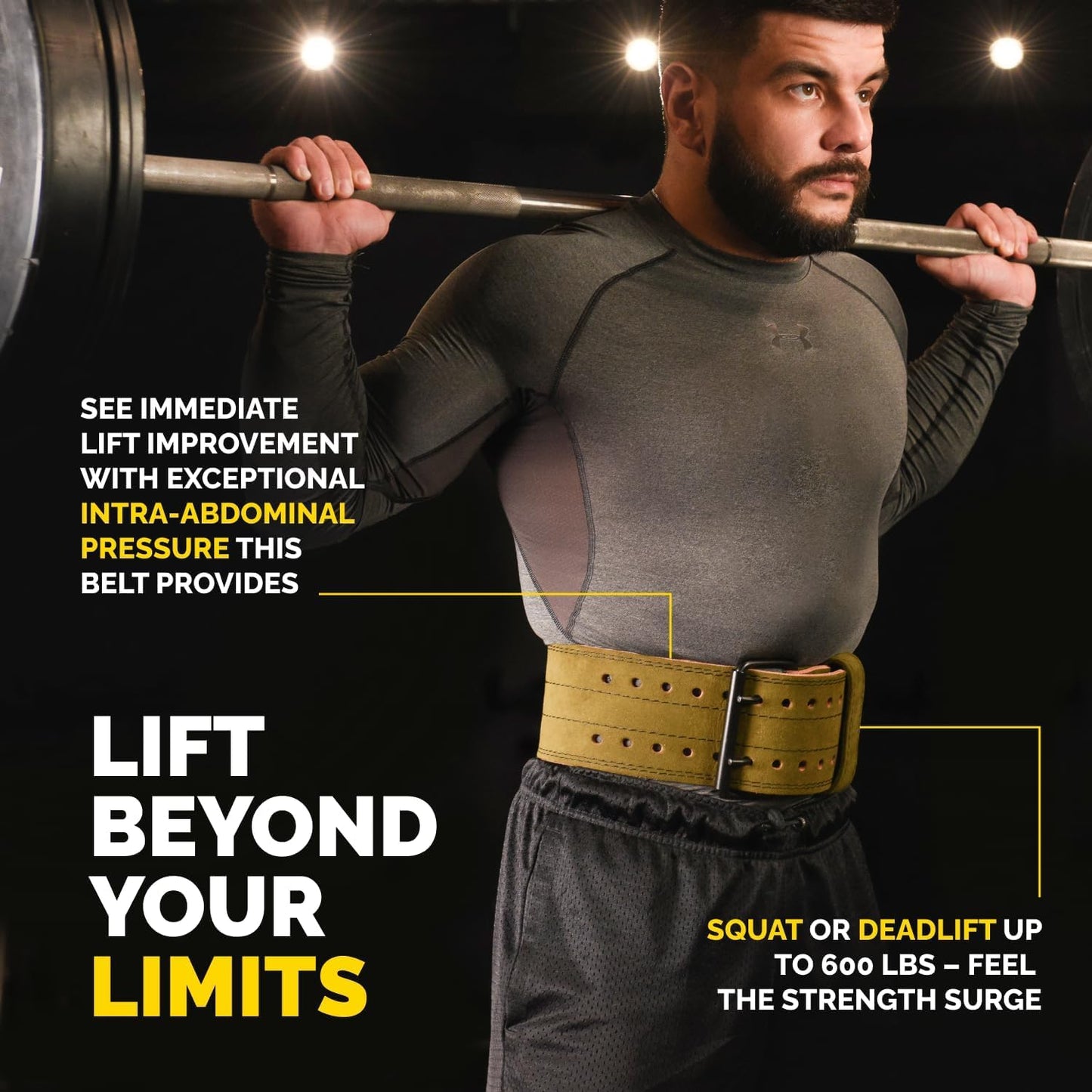 5mm Premium Weight Lifting Belt - 100% Genuine Leather Weightlifting Belt - Comfortable Squat Belt, Deadlift Belt or Powerlifting Belt - Workout Belt for Strength Training - Gym Belt for Men and Women (Green Alcantara, Large (Belly 34" - 41") New Size