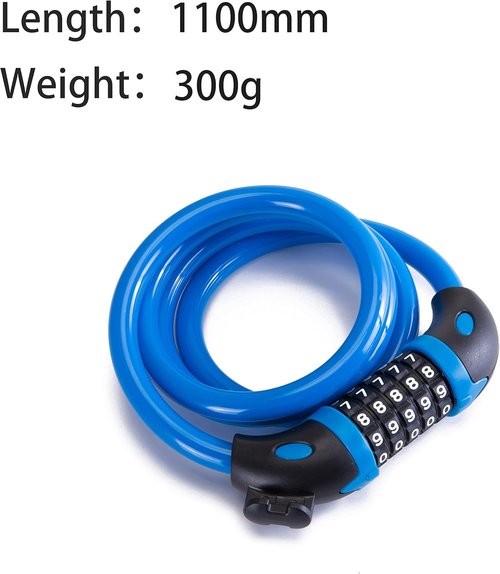 Bike Lock Bicycle Lock Chain ，5-Digit Combination Lock Core Steel Wire Bike Lock Security&Portable Bicycle Locks,1.1m x 1/2 inch (Orange)
