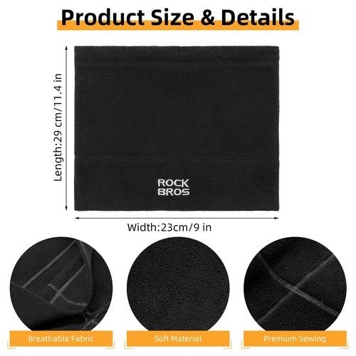 ROCKBROS Winter Neck Warmer Gaiter Ski Mask Balaclava Windproof Face Mask Cover Cold Weather Scarf for Men & Women