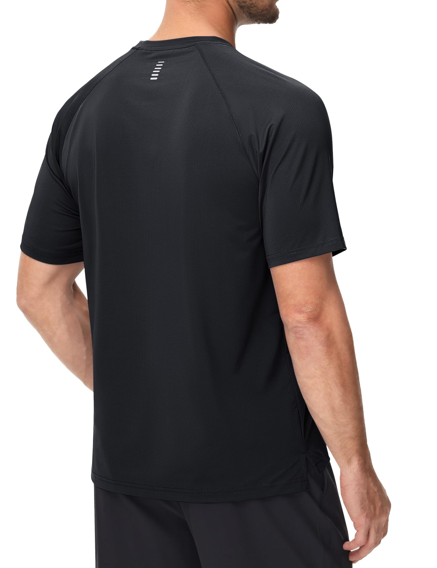MAGCOMSEN Dry Fit Shirt for Men Short Sleeve Running Shirts Gym Workout Crew Neck Training Tshirt Stretch Performance Tee Black L