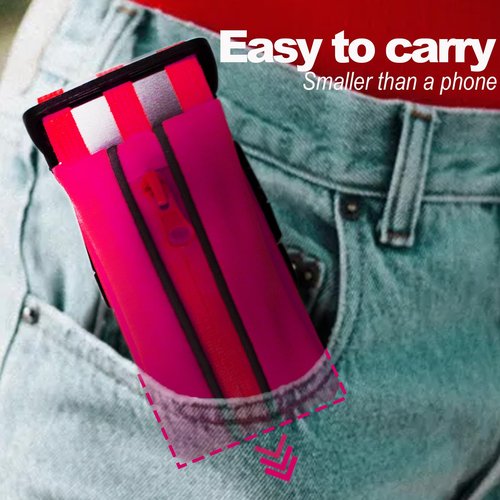 Oeyliz Running Belt Running Phone Belt for Women and Men Phone Holder Runners Pouch Waist Reflective Runners Money Belts Exercise Waist Workout Jogging Running Gear Accessories (Pink）