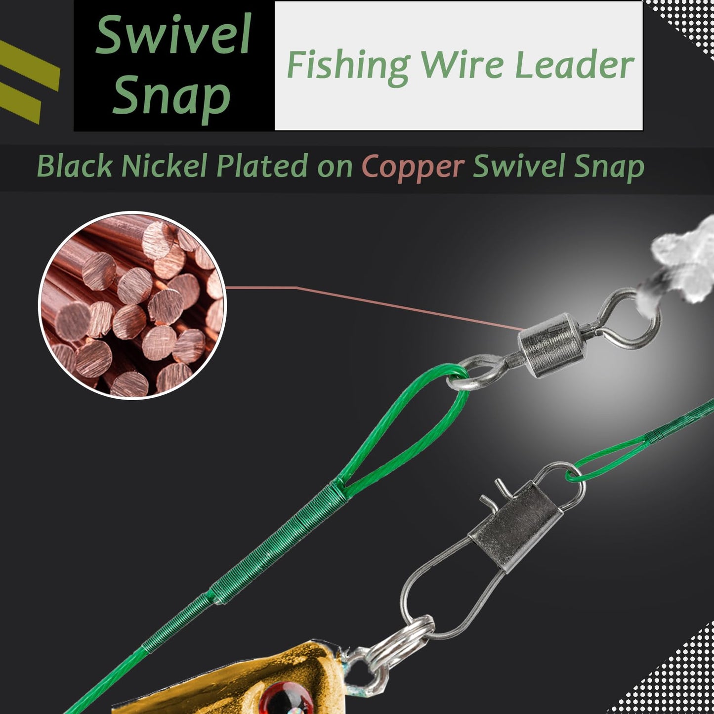 AMYSPORTS Saltwater Steel Leaders Fishing Rigs Heavy Duty Wire Leader Lures High Strength Fishing Leader Freshwater Black Nickel #4 50lb 11.8in 30pcs