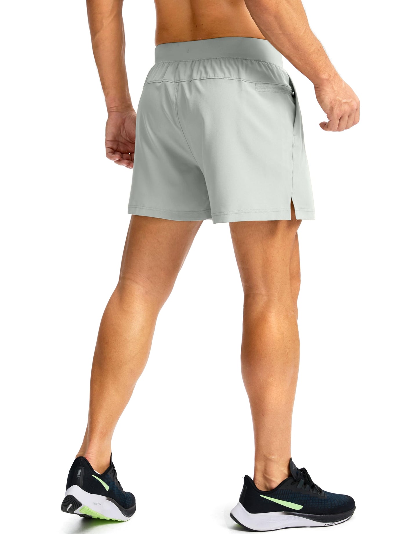 Soothfeel Men's Running Shorts with Zipper Pockets 7 Inch Lightweight Quick Dry Gym Athletic Workout Shorts for Men (Pale White, XXL)