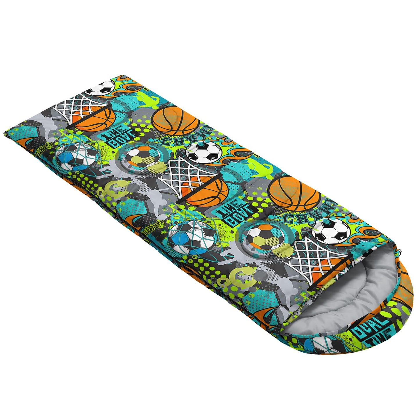 AILONEN Boys Kids Sleeping Bags,Lightweight,Waterproof,3 Season Warm & Cool Weather,Sport Basketball Camping Sleeping Bags for Boys Girls Kids,Traveling,Outdoors