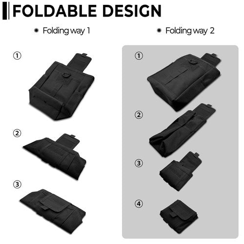 Tanzueji Molle Dump Pouch | Roll-Up Drawstring Magazine Utility Pouch | Folding Dump Bag | Military Utility Belt Ammo Pouch