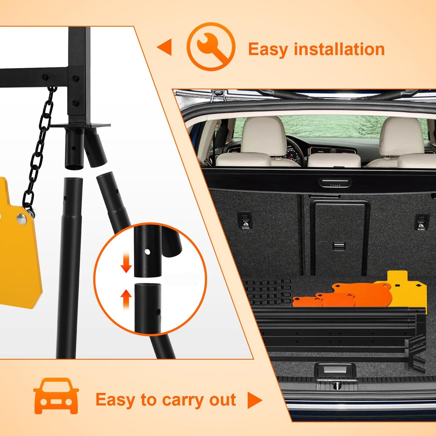 GADFISH Steel Target Stand, AR500 Shooting Target System, 63 Inch Adjustable Height, 3/8 Inch Steel Targets Stand Shooting Range, Heavy-Duty AR500 Metal Targets Complete Kit Combination