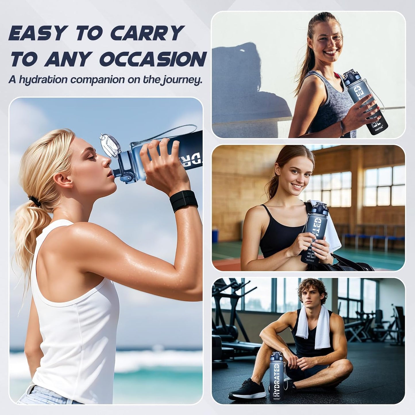 32oz Motivational Sports Water Bottle | BPA-Free Tritan | Leakproof & Portable