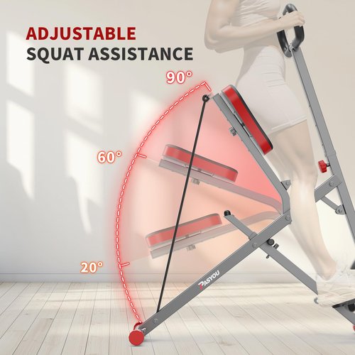 PASYOU Squat Machine for Women, Deep Squat Machine for Glutes & Ab, Foldable Row and Ride Machine Adjustable Resistance Squat Rowing Machine for Home Leg Trainer