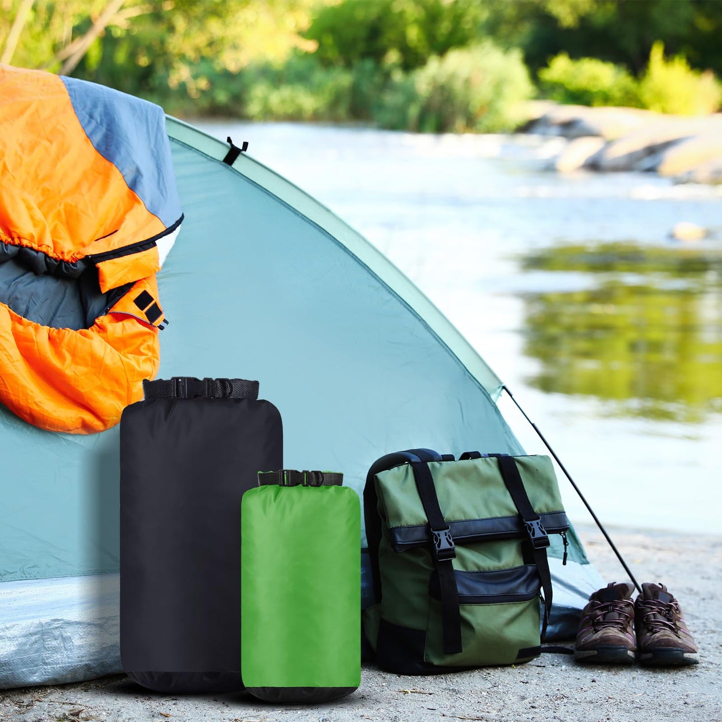 GliCraft 6 Pcs Waterproof Dry Bag Sack Lightweight Outdoor Dry Bags 35 L, 20 L, 15 L, 10 L, 5 L, 3 L Waterproof Boat Bag for Kayaking, Backpacking, Hiking, Camping Rafting(Dark Color)