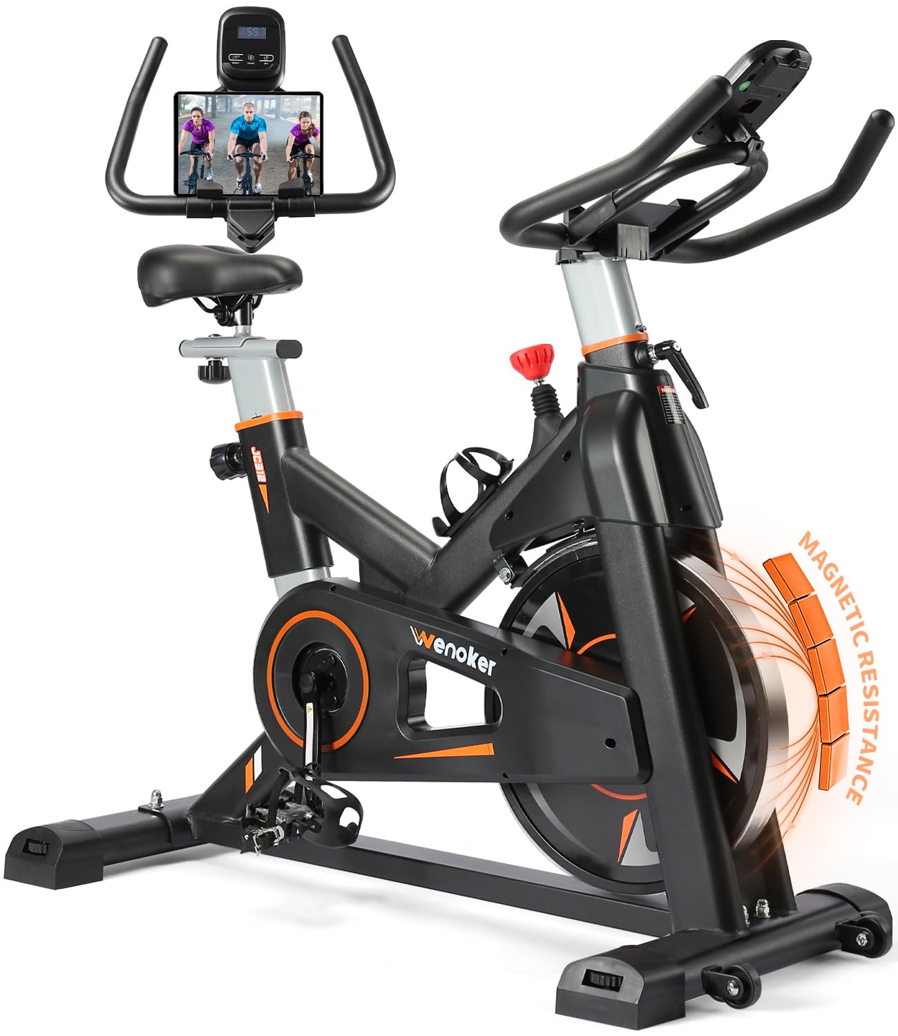 Exercise Bike, WENOKER Magnetic Resistance Stationary Bike for Home, Indoor Bike with Whisper Quiet, Heavy Flywheel and Upgraded LCD Monitor