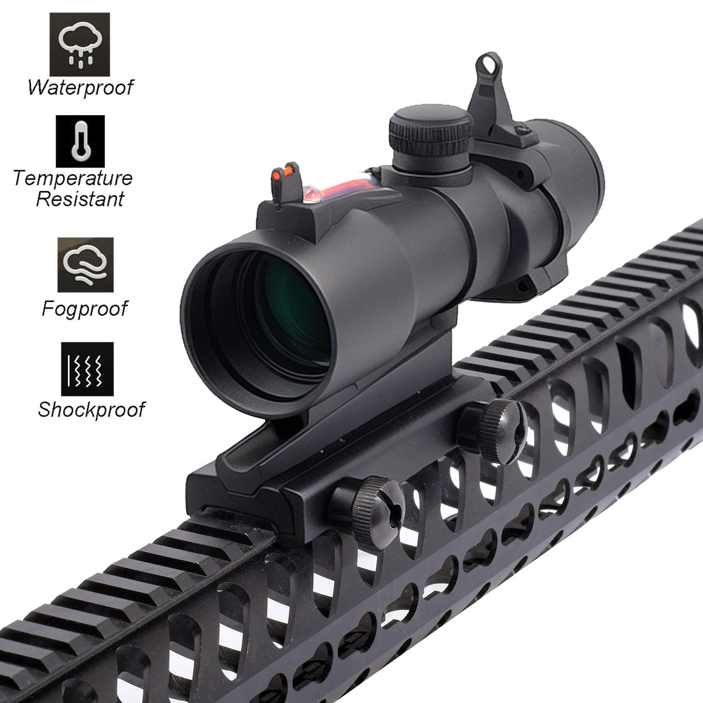 CTOPTIC 4x32 Red Fiber Dot Scope with Sight System for Picatinny 20mm Rail Yotto 7.62 x 39 Laser Sight (rd)