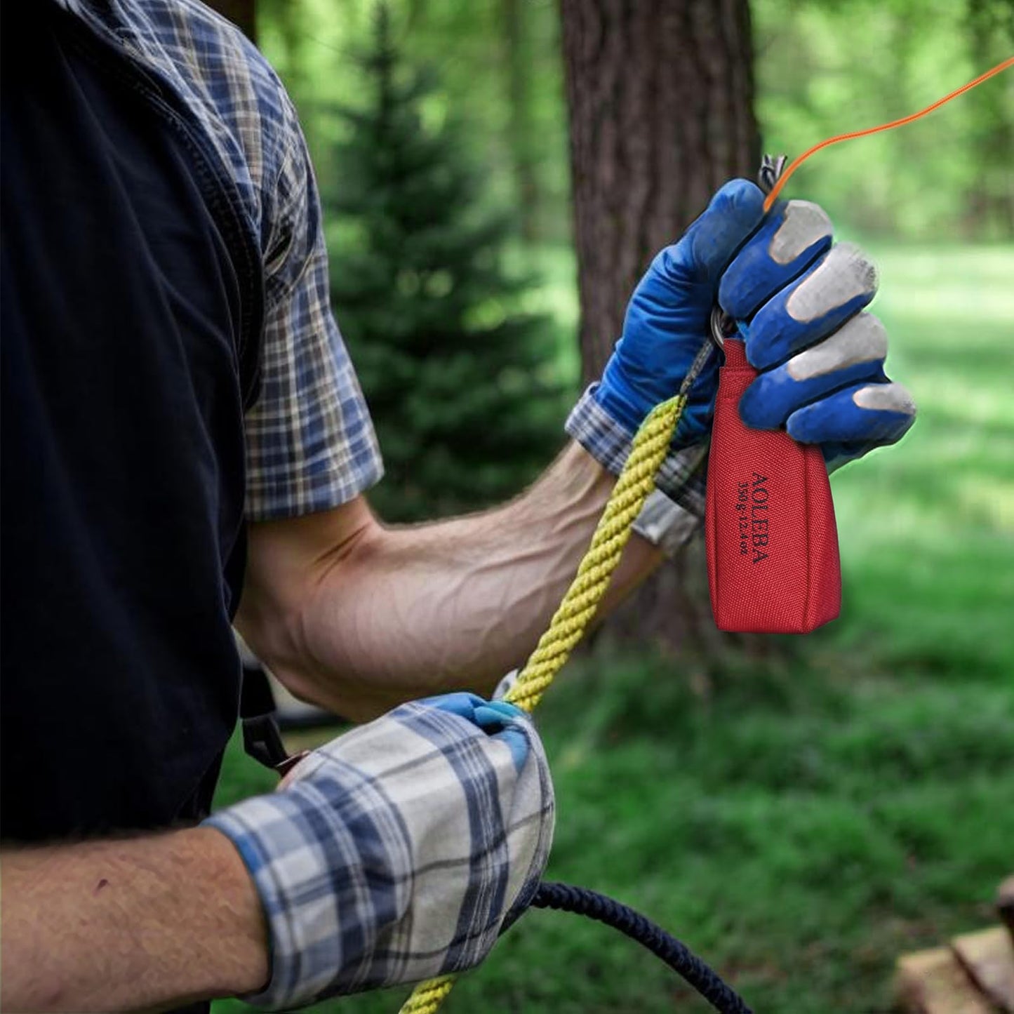 AOLEBA Arborist Throw Line Kit, Slick Arborist Rope Throw Weight Set with Reflective Storage Bag, 100% Polyester Rope, Arborist Equipment for High Limb, Throwing, Climbing, Tree Cutting