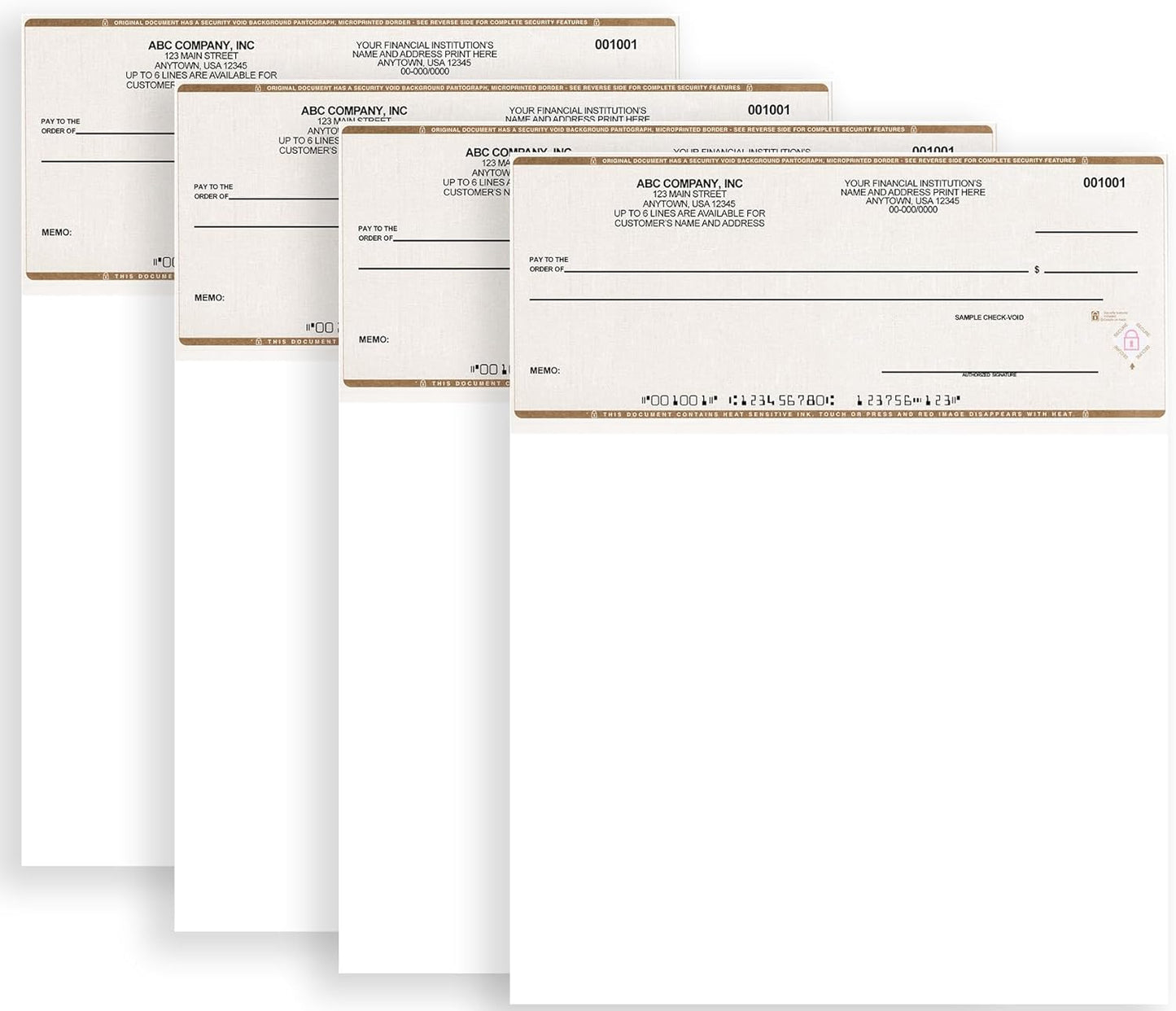 Tan Computer Checks Compatible with QB Accounting Software - Custom Business Checks on Top (100)