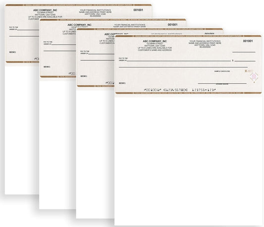 Tan Computer Checks Compatible with QB Accounting Software - Custom Business Checks on Top (100)