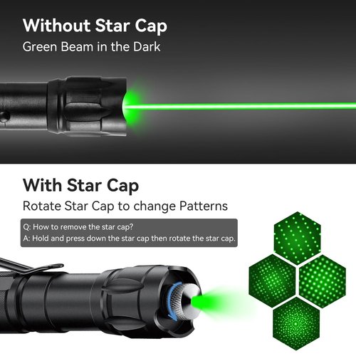 [2 Packs] Rechargeable Green Line Light Flashlight Long Distance Range for TV/LED/LCD Screens Tactical Flashlights Presentation Office/Outdoors/Astronomic/Construction [005]