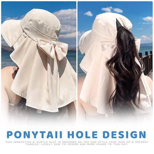 Womens Sun Hat UV Protection, Foldable Waterproof Wide Brim Bucket Hats with Neck Flap for Summer Beach Fishing Hiking Pink