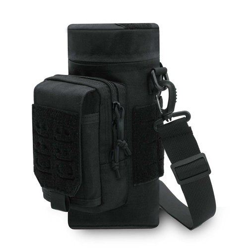 Black Molle Water Bottle Holder, Tactical Water Bottle Pouch with Strap, Adjustable Molle Water Bottle Carrier Bag for Hiking Camping Travel