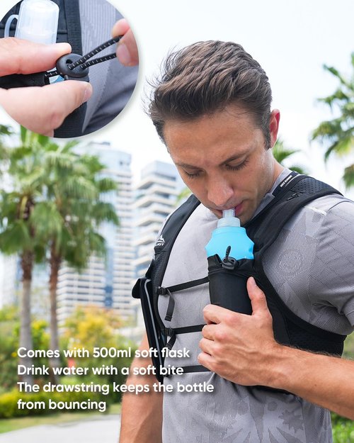 Zelvot Running Vest Soft Flask, BPA-Free 500ml Collapsible Water Bottle for Hydration Backpack, Folding Running Water Bottle for Running Hiking Cycling Climbing (White, 500 ML)