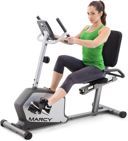 Marcy Recumbent Exercise Bike NS-1201R - Adjustable Seat, 8 Resistance Levels, 300 lb Capacity