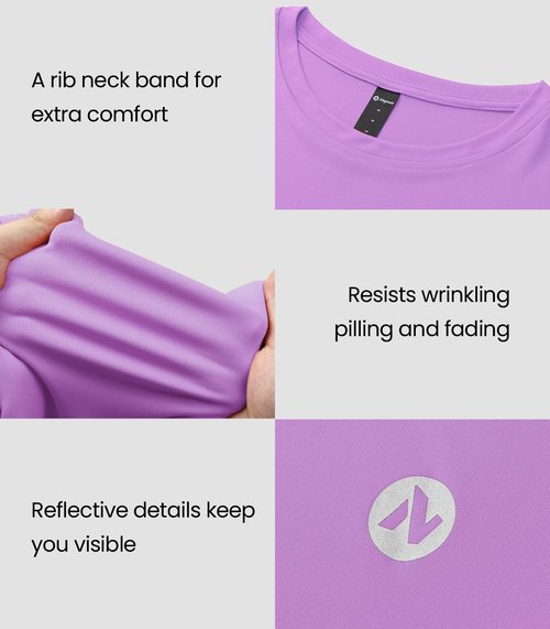 Women's Moisture Wicking Running T-Shirts Long Sleeve Athletic Workout Gym Tops Performance Tee Dry Fit Purple X-Small