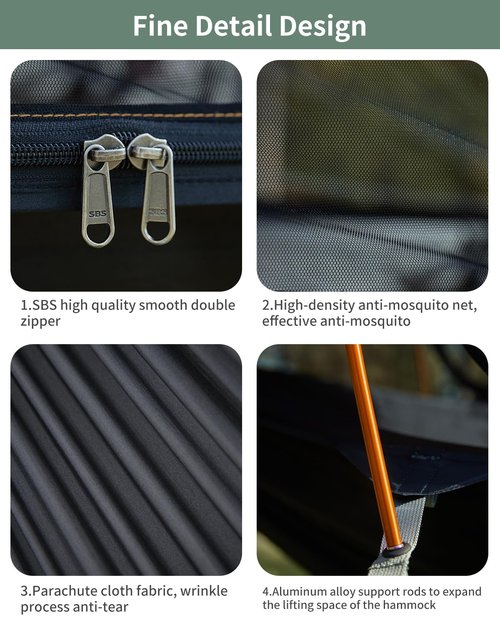 Travel Bird Camping Hammock Tent with Mosquito Net and Sunshade, Extra Large for 2 Person, Lightweight Hanging Hammocks Tree Straps, Bivvy Ground Tent for Outside, Hiking, and Travel