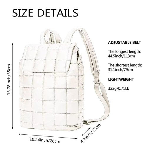 Niumike 10L Quilted Casual Daypacks Lightweight Shoulder Bag Solid Color Waterproof Nylon Flap Backpack for Traveling Hiking