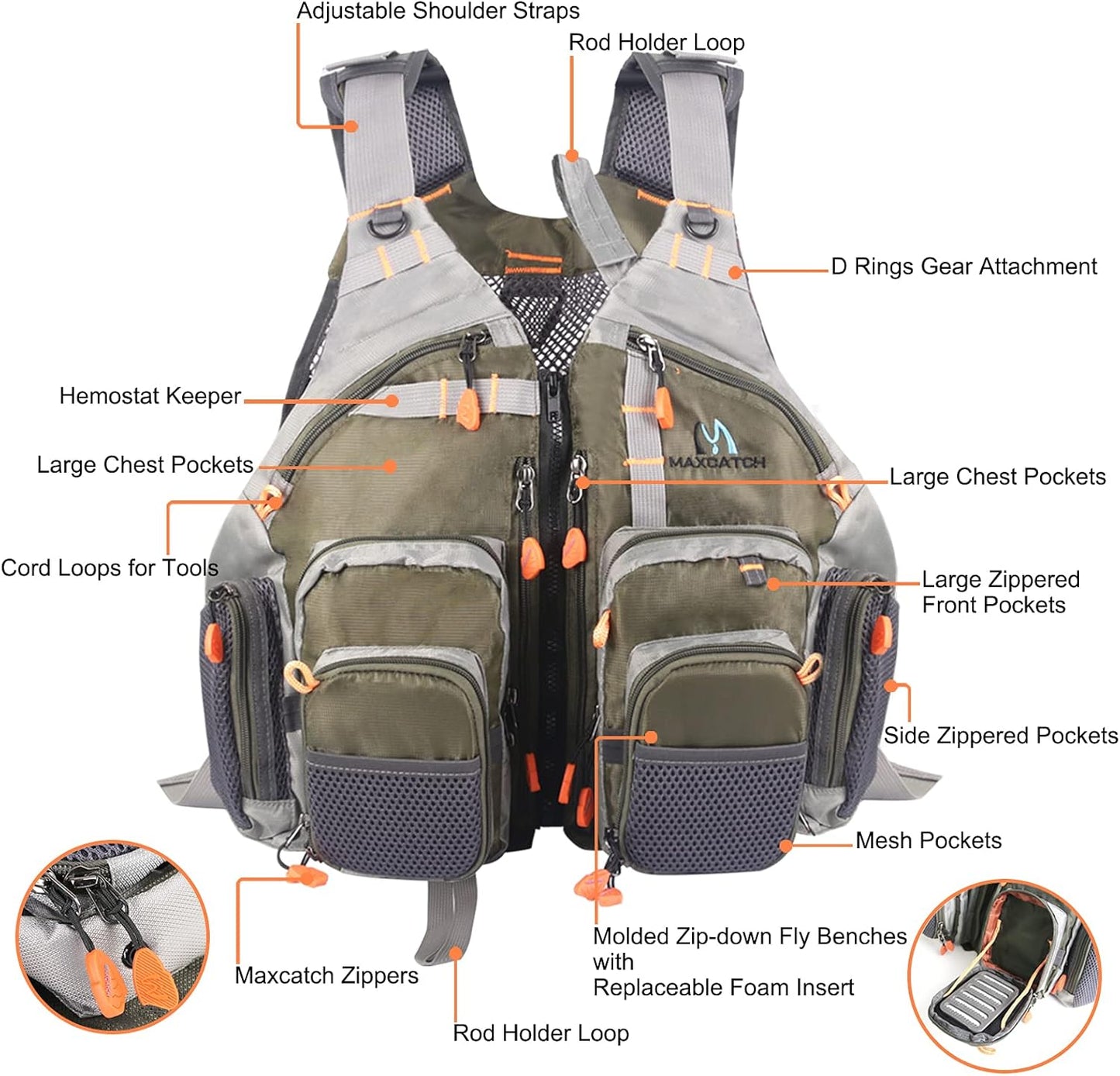 M MAXIMUMCATCH Maxcatch Fly Fishing Vest Pack for Men and Women Adjustable Outdoor Fishing (Vest/Sling Pack/Backpack)