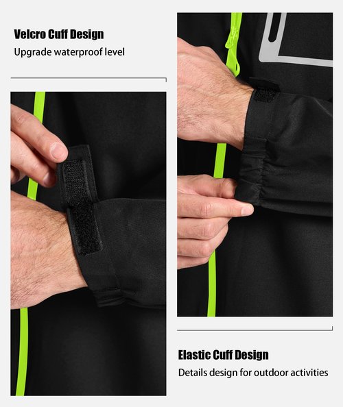 SWISSWELL Rain Suit Waterproof Tactical Jacket Hiking Cargo Pants Golf Motorcycle Rain Gear for Men Women Black/Fluorescent Green XL