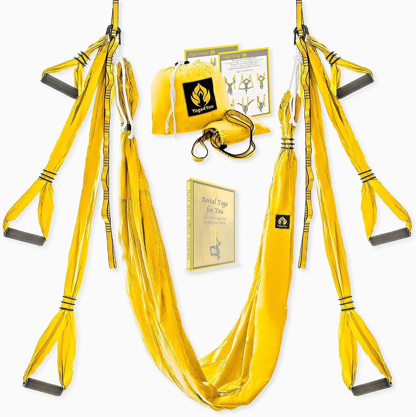 Aerial Yoga Swing Set - Hammock Hanging Swing - Sling Inversion Fly Kit - Antigravity Yoga Sling - Suspension Trapeze