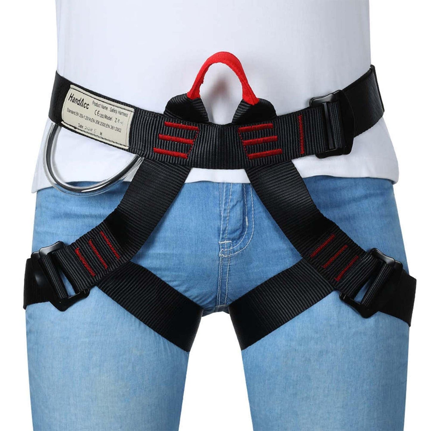 HandAcc Caving & Rappelling Safety Belt for Ziplining, Fire Rescuing & Tree Climbing - Half Body Belt for Women & Men