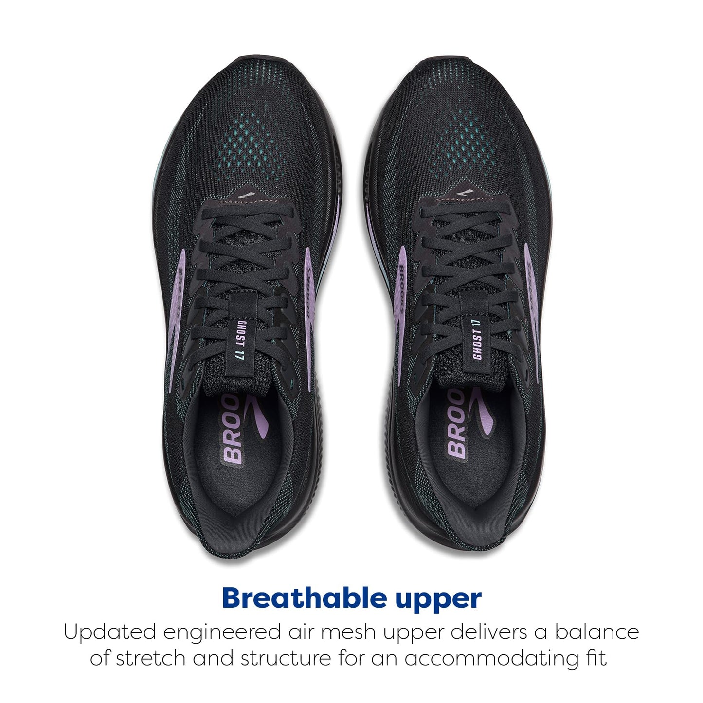 Brooks Women’s Ghost 17 Neutral Running Shoe - Grey/Clearwater/Purple - 9 Medium