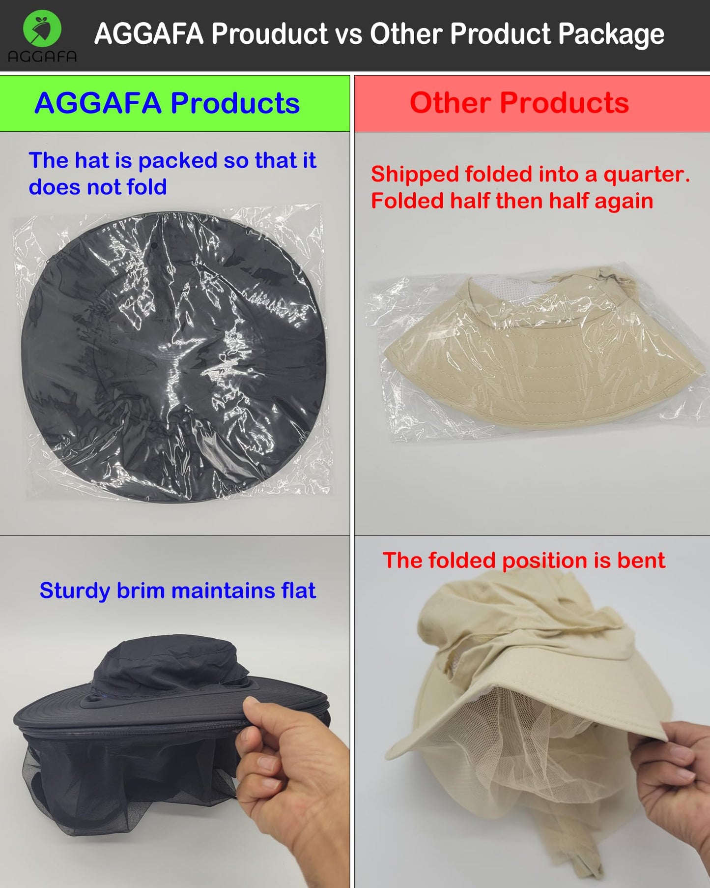 AGGAFA Mosquito Head Net Hat, Providing a Physical Barrier to Help Keep Mosquitoes and Bugs Away from Your Face When Gardening, Farming, Fishing and Camping (Black Color)