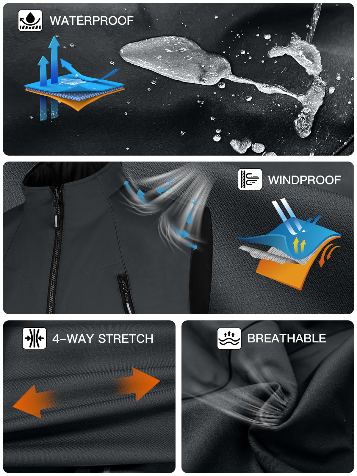 FREE SOLDIER Men's Lightweight Golf Vests Outerwear Windproof Reversible Sleeveless Softshell Jackets for Travel Running Hiking Fishing Hunting