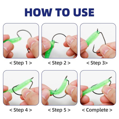 UCEC Fishing Hooks, 140PCS EWG Offset Worm Hooks Bass Hooks Wide Gap 2X Strong Senko Bait Texas Rig Jig Fish Hooks for Bass Trout Saltwater Freshwater Size:#4#2#1 1/0 2/0 3/0 4/0 5/0