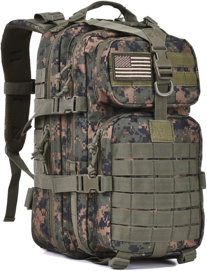 REEBOW GEAR Military Tactical Backpack for Men Large 34L Army 3 Day Assault Pack Molle Bag Backpacks (34L, Black)