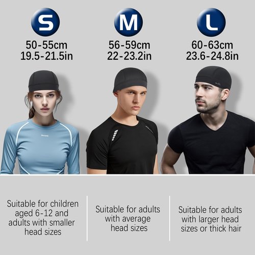 GXCROR 2 Pcs Cooling Skull Cap Helmet Liner for Men Women, Moisture Wicking Cycling Cap Motorcycle Hard Hat Liner Soft Running Beanie
