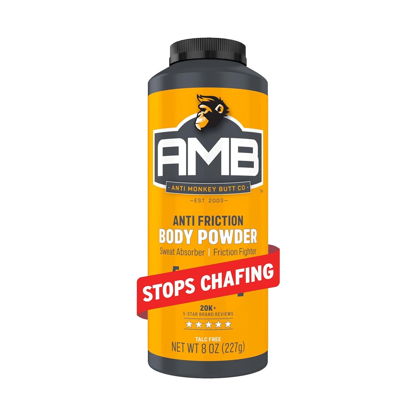 Anti Monkey Butt Body Powder for Women & Men - Talc-Free, Hypoallergenic Formula for Anti-Chafing & Anti-Itch Relief - Absorbs Sweat & Fights Friction with Calamine - 8 oz - 2-Pack