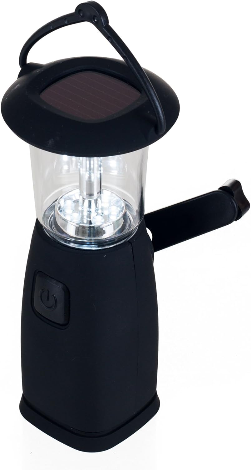 Solar & Dynamo Powered Camping Lantern - 6 LED, Portable & Durable, Black