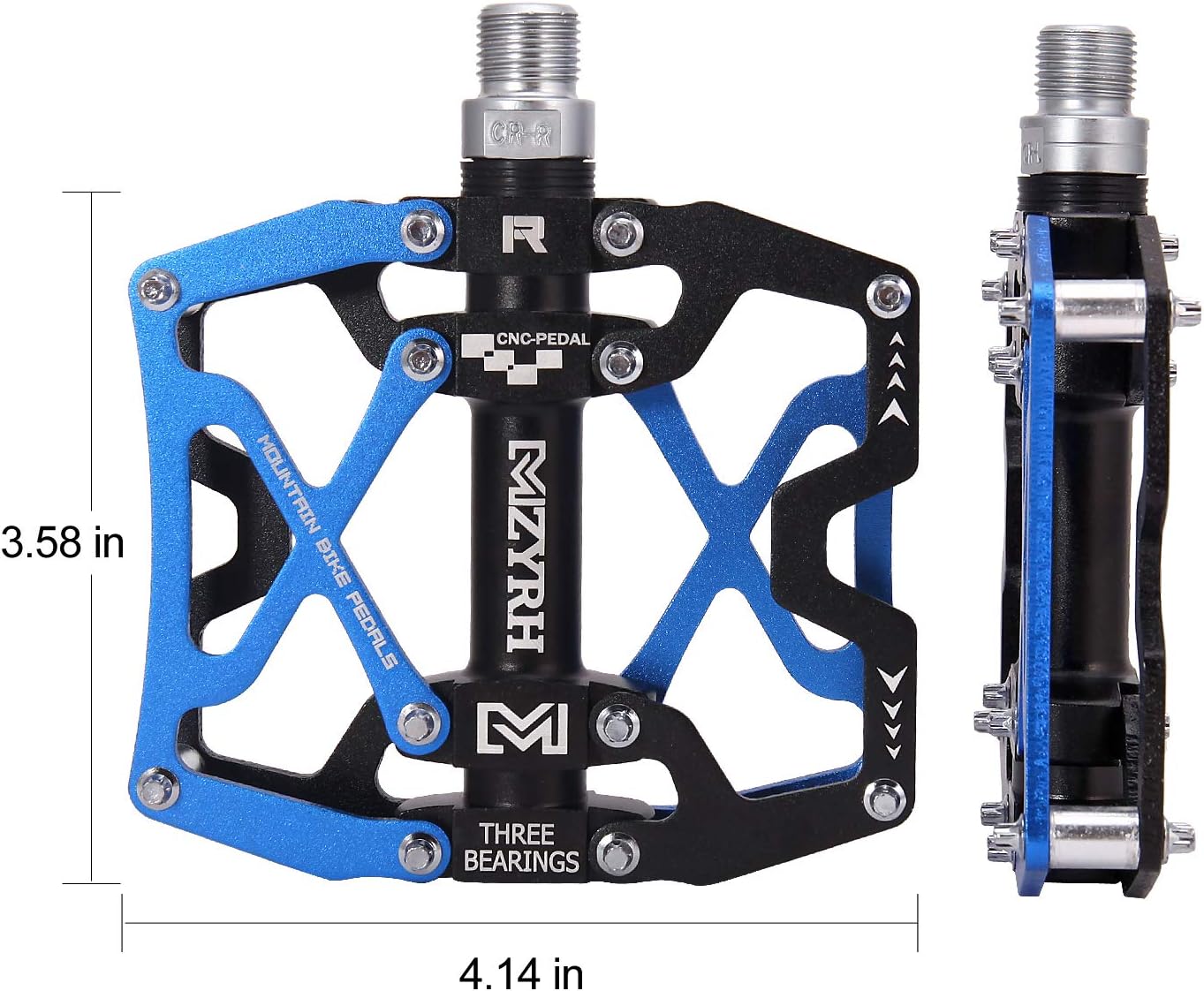 Mountain Bike Pedals, Ultra Strong Colorful CNC Machined 9/16" Cycling Sealed 3 Bearing Pedals