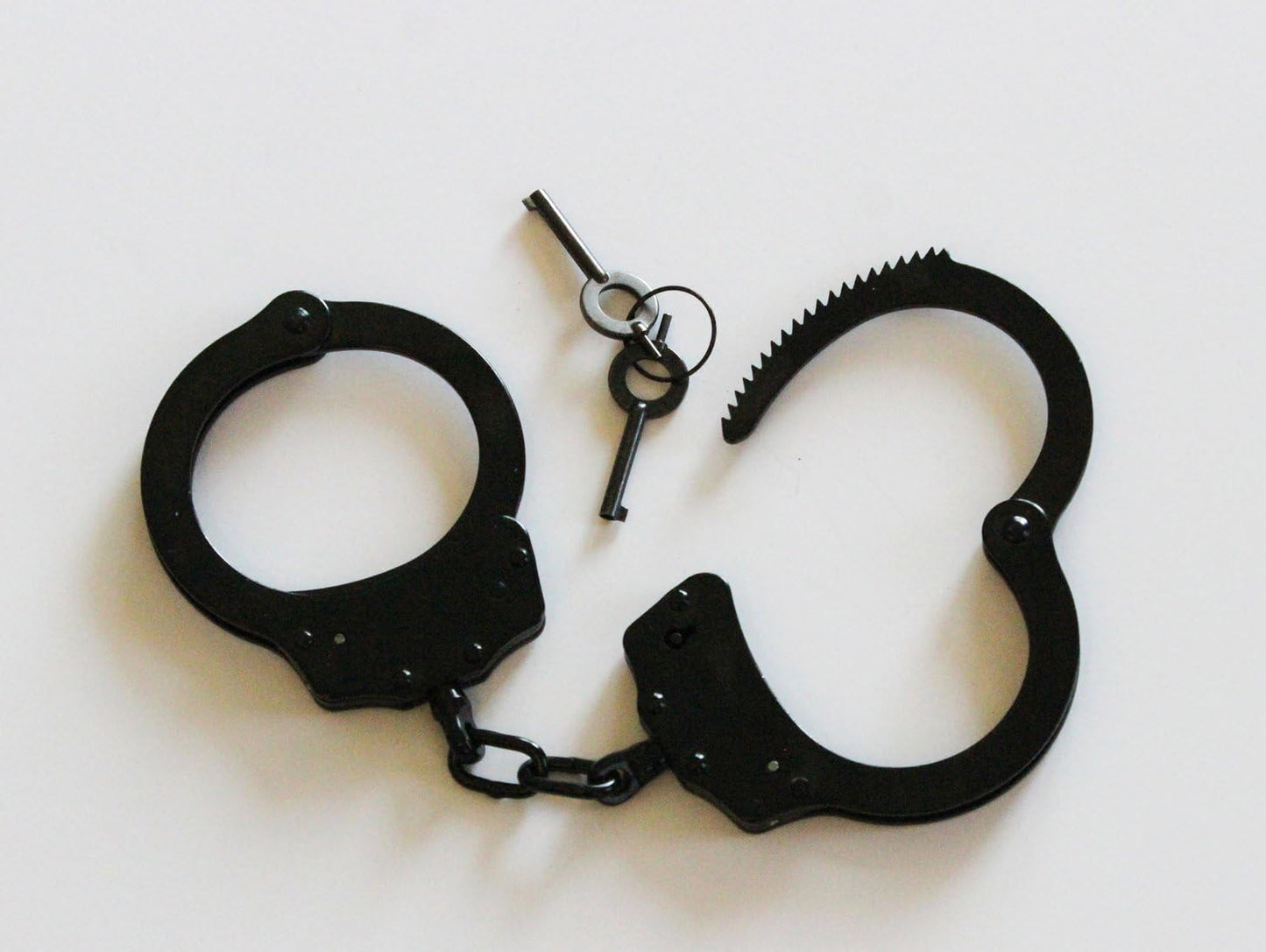 Real Law Enforcement Police Handcuffs for Training - Black Steel Double-Locking Tactical Model for Adults, Security Guards & Military