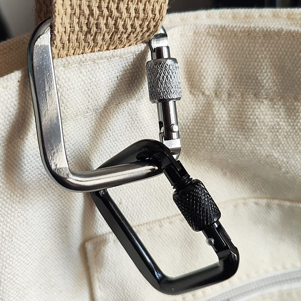 4pcs Square Carabiner, Aluminum Alloy Super Strong Outdoor Square Carabiner Screw Hook Equipment, Buckle Outdoor Hiking Clasp Carabiner for Outdoor Trigger